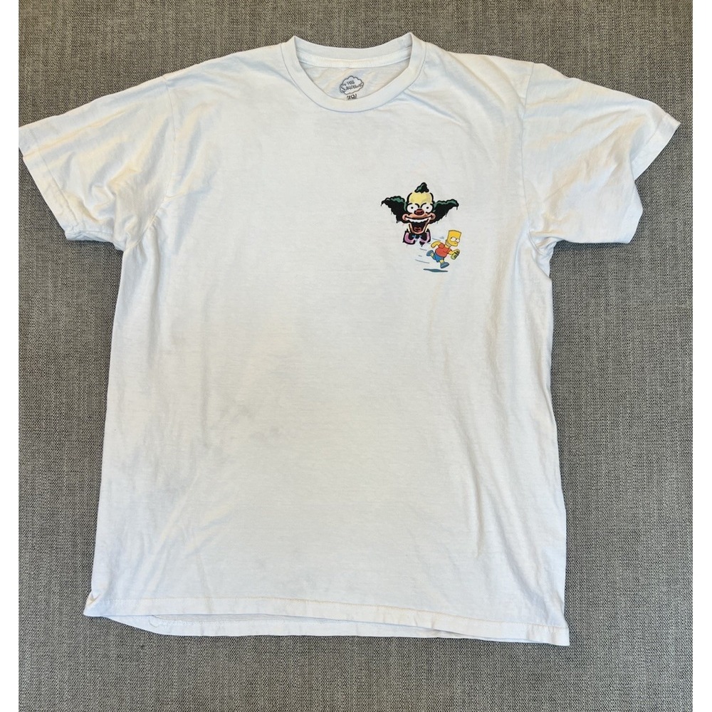 The Simpsons Krusty Bart Graffiti Graphic T-Shirt White Men's Medium